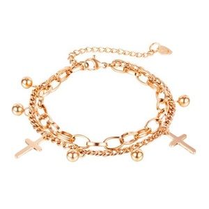Rose Gold Stainless Steel Charm Bracelet